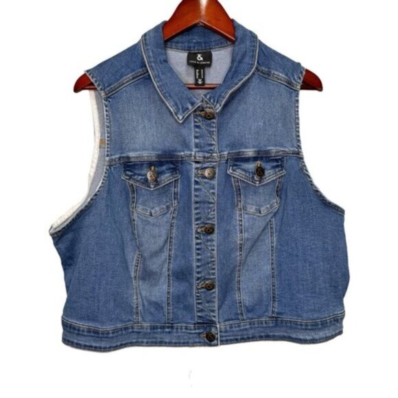 Addition Elle Love & Legend Sleeveless Denim Vest Size 20 - Picture 2 of 10